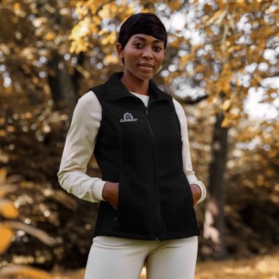 Women’s Columbia fleece vest with gray embroidered logo